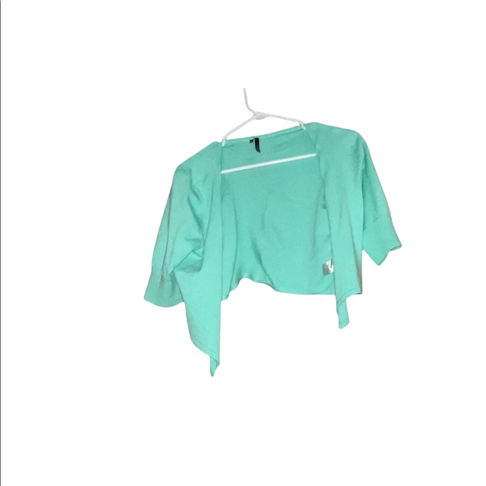 Teal quarter sleeve cardigan